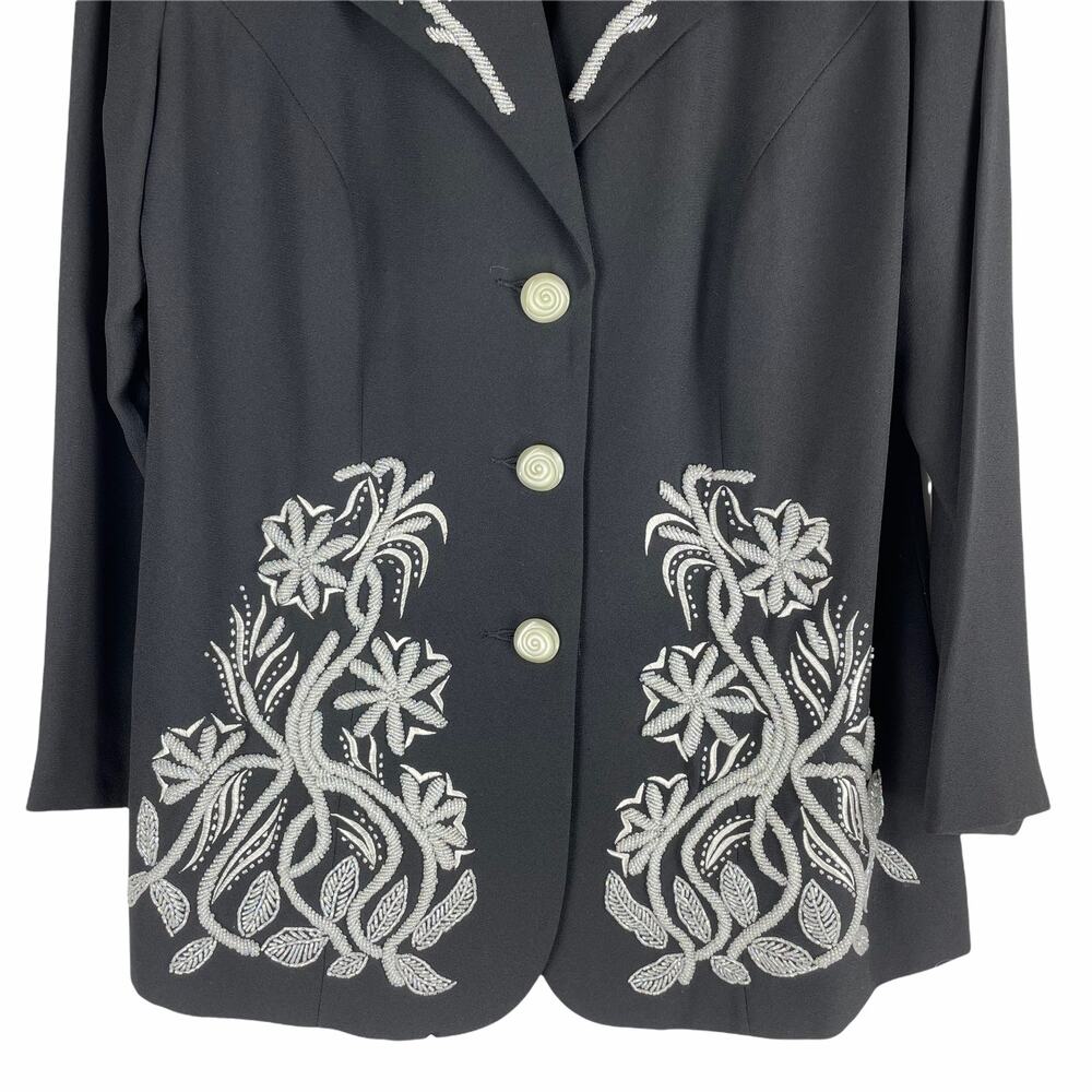 Ben Marc 2pcs Beaded Blazer Skirt Set Church Suit Black Size 10 - Picture 5 of 10